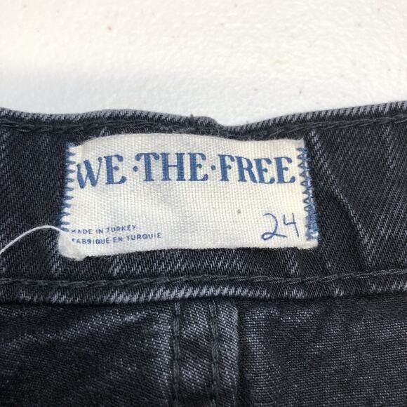 Free People We The Free Jeans Tapered Baggy High Rise Boyfriend Fit Sz 24 Black - Picture 2 of 11